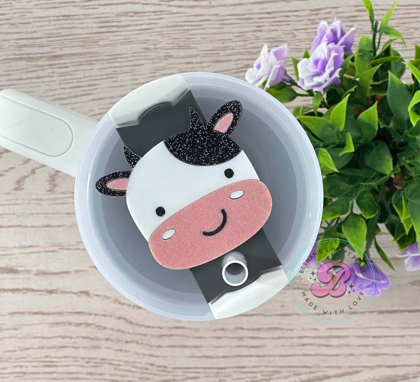 Cute cow cup topper, cow acrylic tumbler topper, cow gifts, cow accessories, cup accessories, topper for cup, tumbler tag, 20oz, 30oz, 40oz