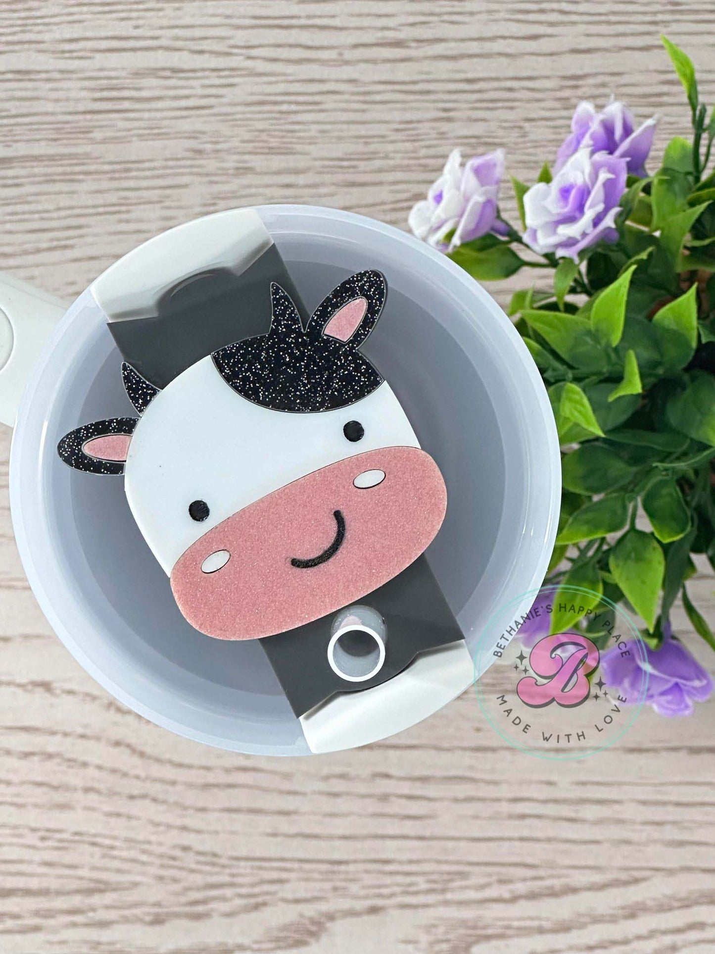 Cute cow cup topper, cow acrylic tumbler topper, cow gifts, cow accessories, cup accessories, topper for cup, tumbler tag, 20oz, 30oz, 40oz