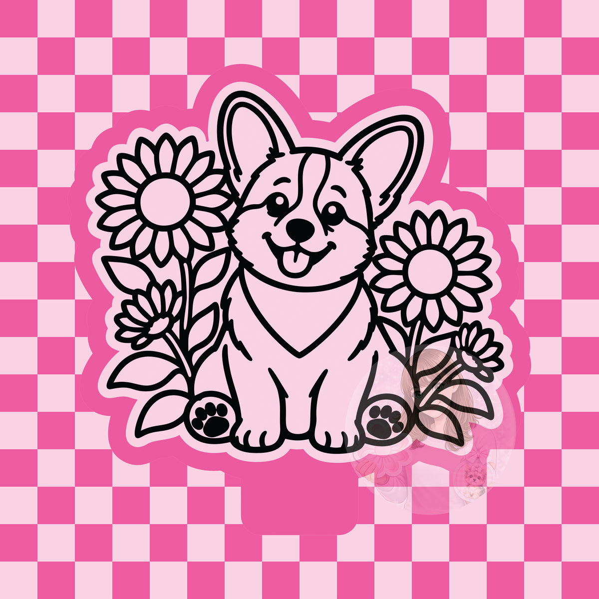 Corgi and sunflowers silicone mold