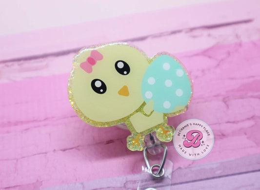 Easter chick badge reel