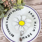 White daisy retractable badge reel