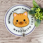Orange cat face retractable badge reel