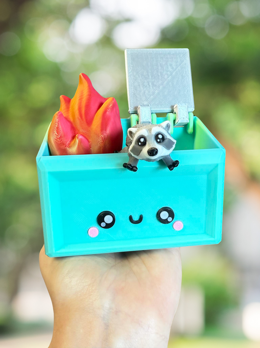 Dumpster fire 3D printed articulated figure - RACCOON INCLUDED!