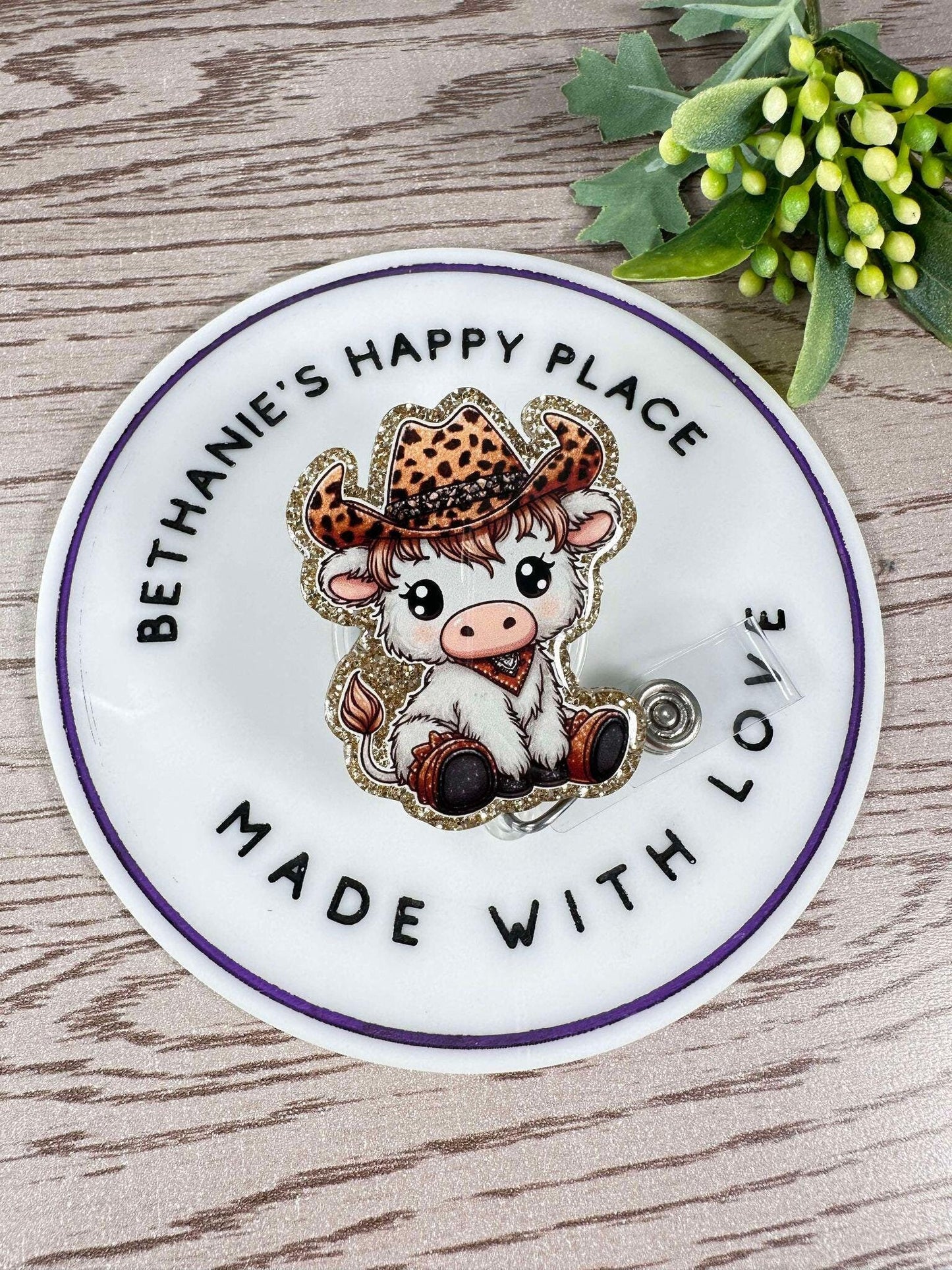 Cowboy cow retractable badge reel