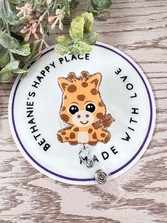 Cute giraffe retractable badge reel