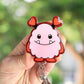 Pink and red monster retractable badge reel