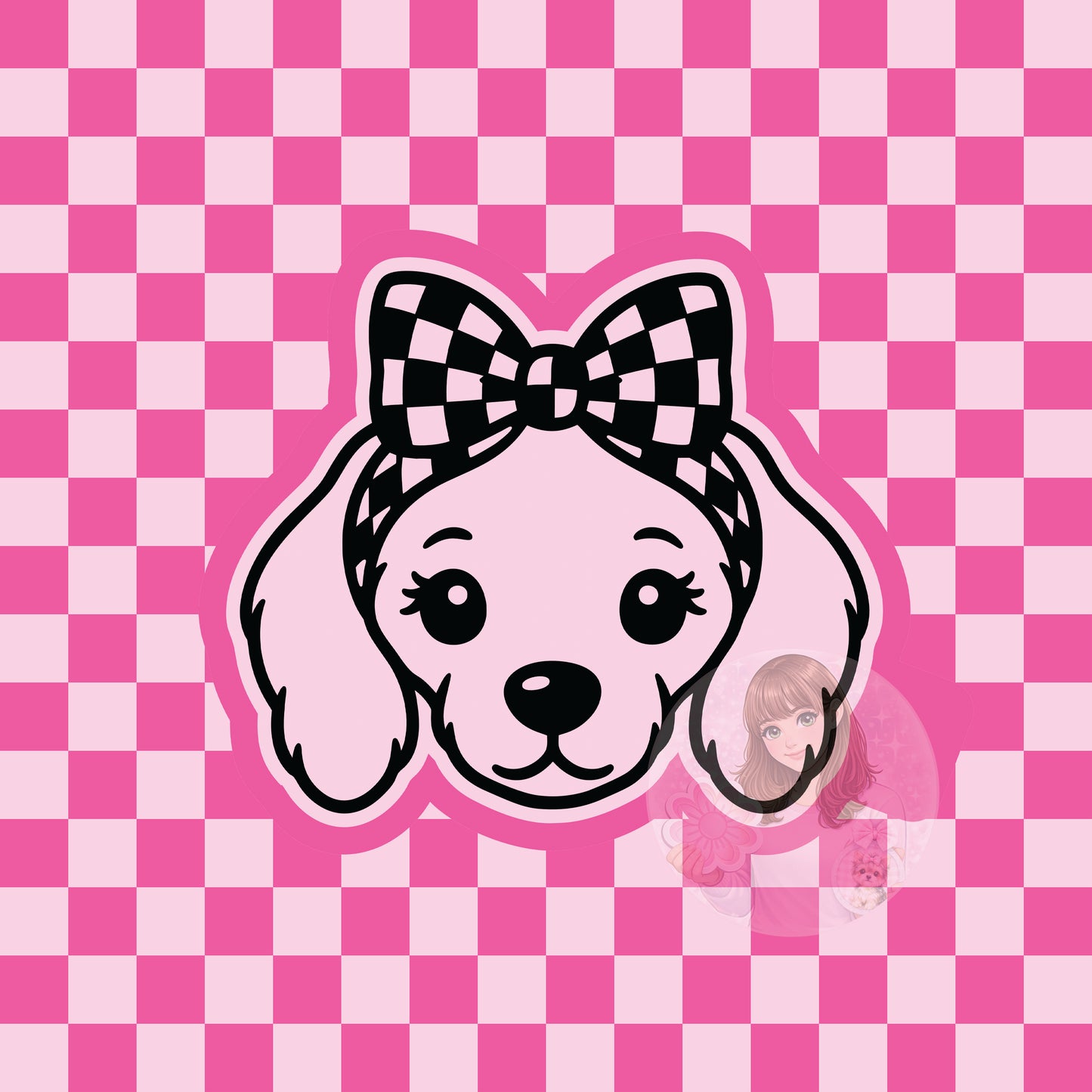 Dachshund with checkered bow silicone freshie mold