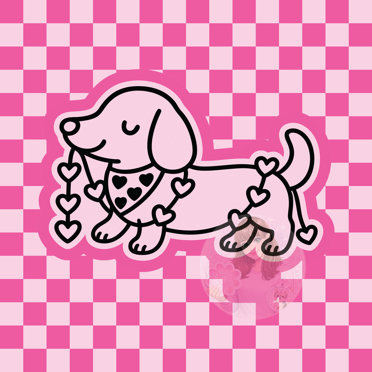 Dachshund with heart garland silicone freshie mold