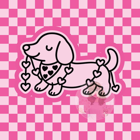Dachshund with heart garland silicone freshie mold