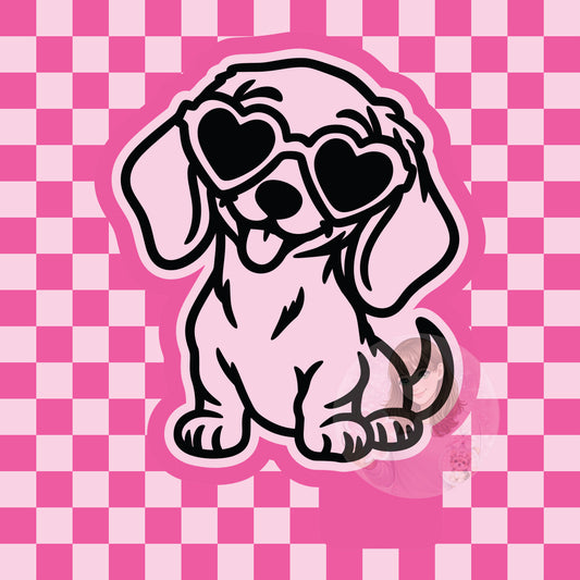 Dachshund with heart sunglasses silicone mold