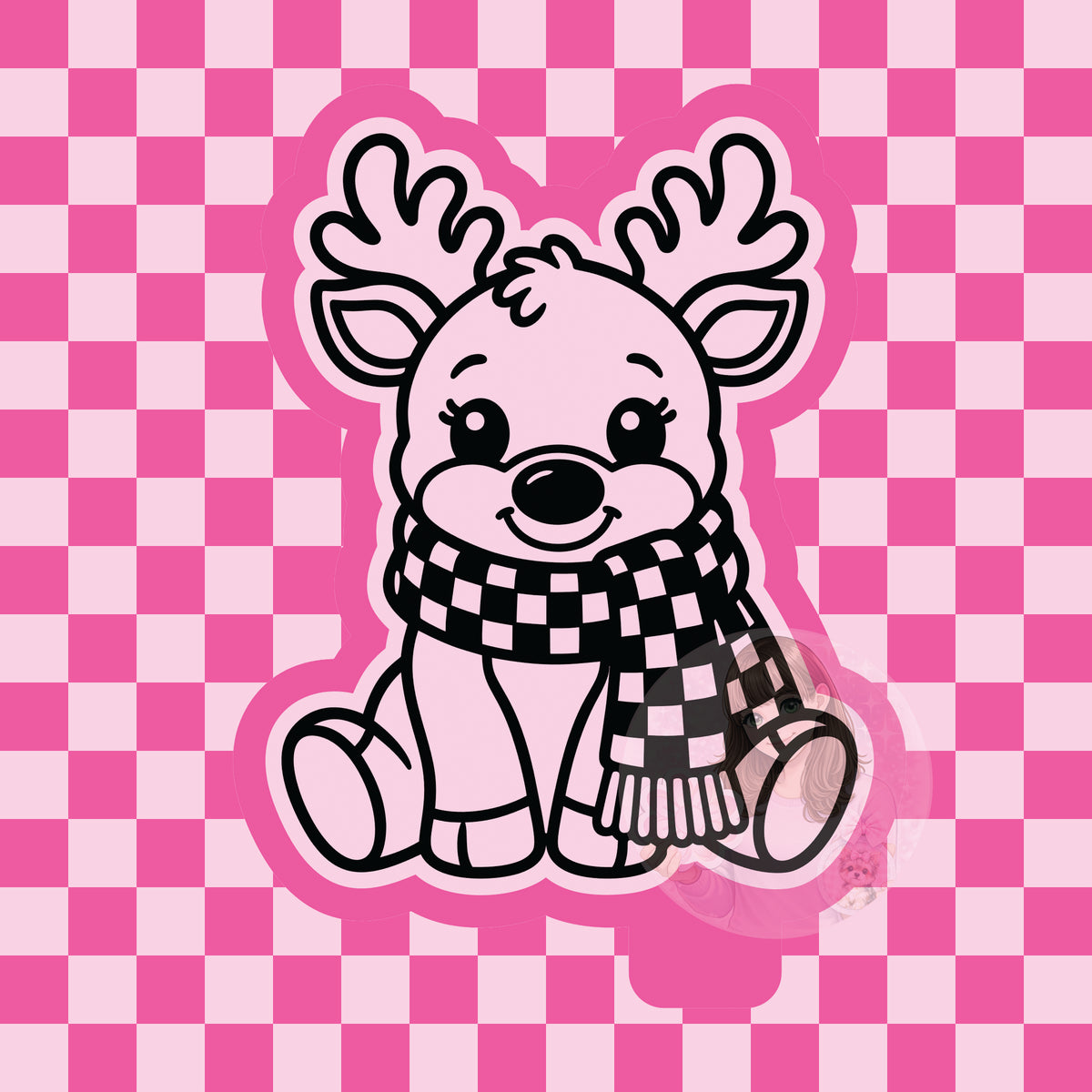 Reindeer with checkered scarf silicone freshie mold