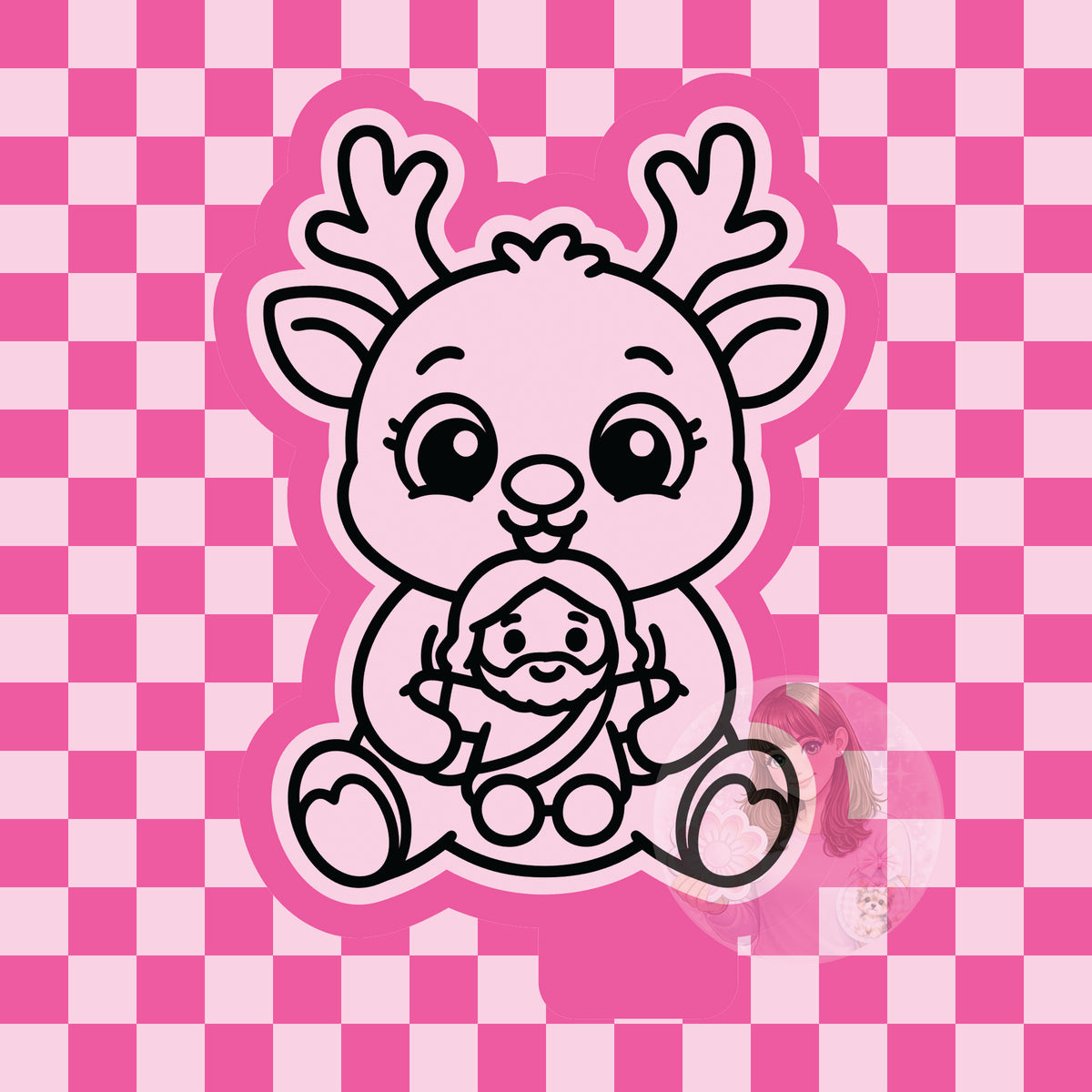 Reindeer holding Jesus plush silicone freshie mold