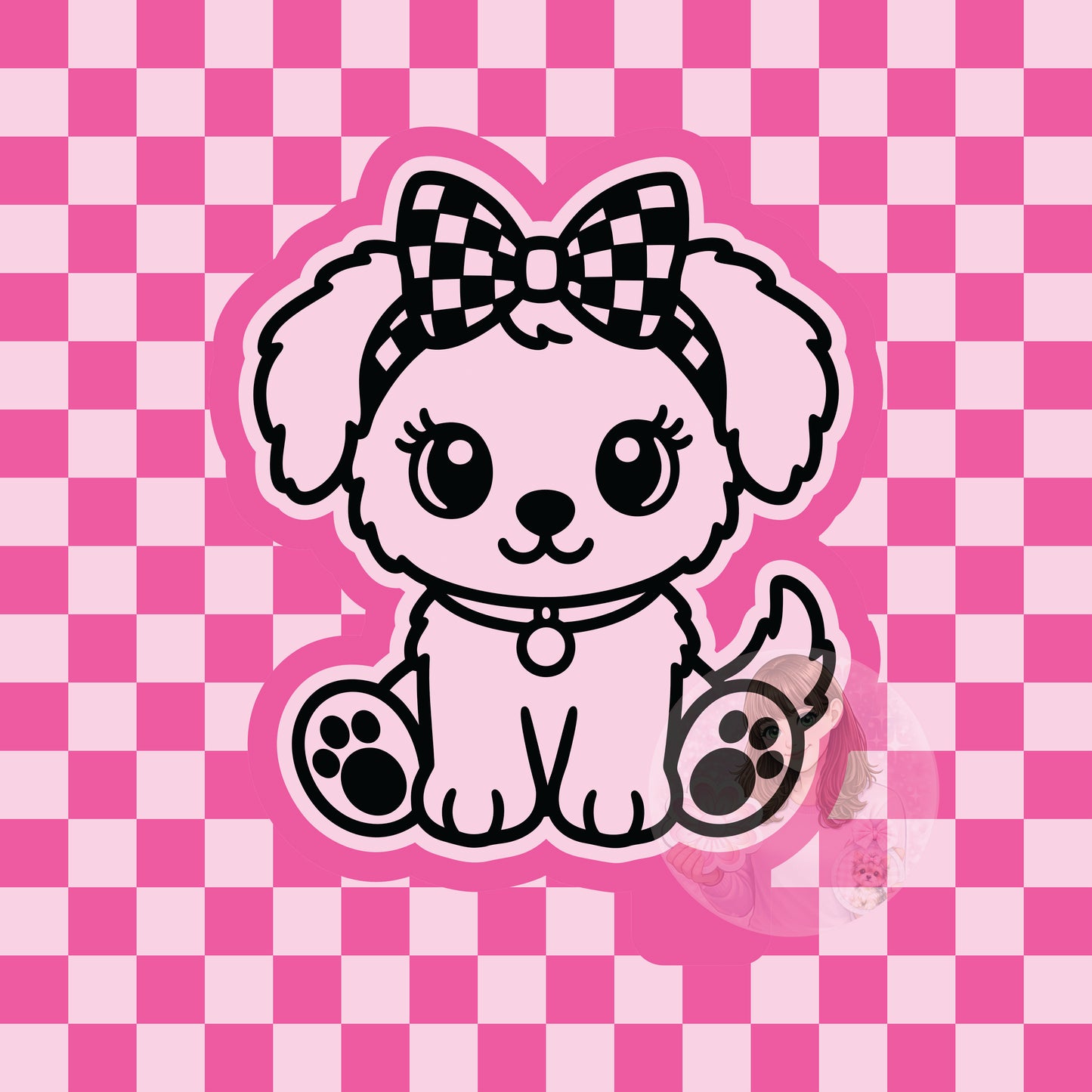 Puppy with checkered bow silicone freshie mold