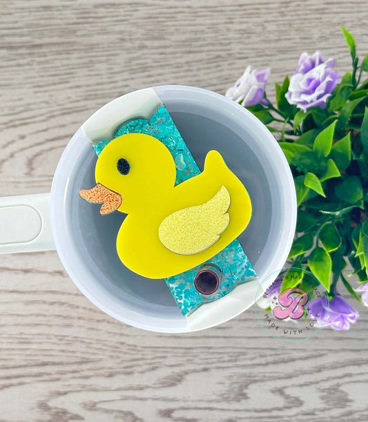 Rubber duck acrylic cup topper, duck tumbler topper, duck gifts, tag for tumbler, personalized name tag for tumbler, 20oz, 30oz, 40oz