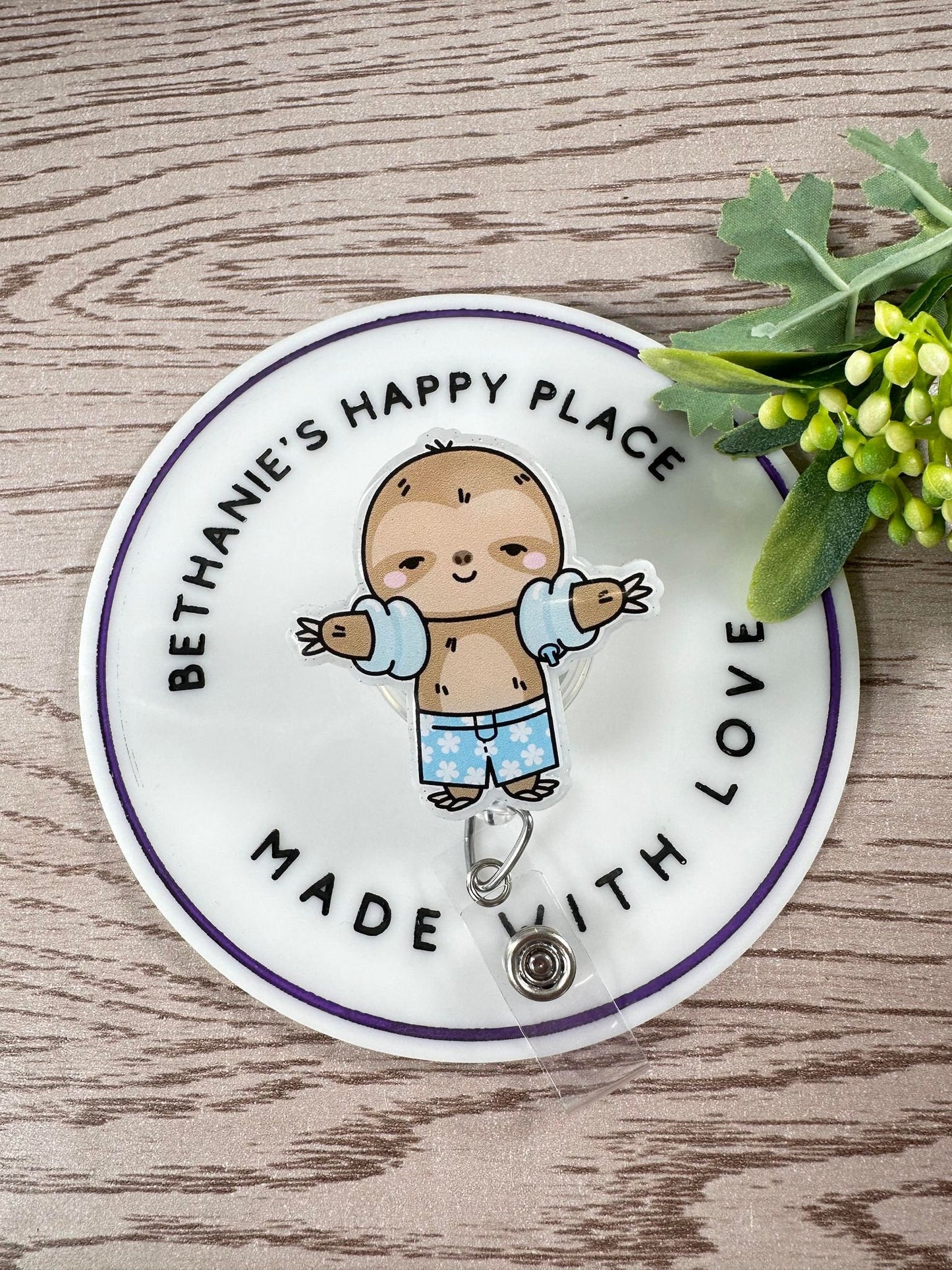 Sloth retractable badge reel