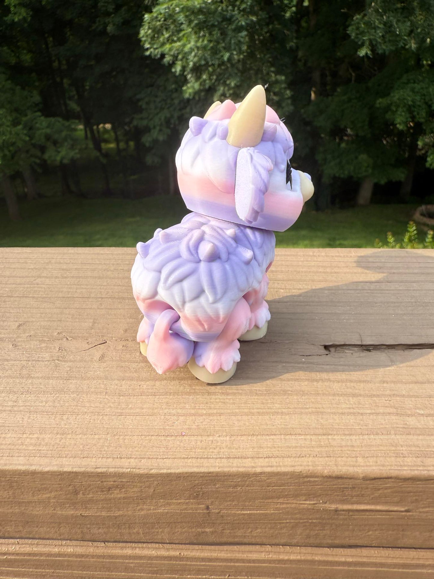 Pink and purple cow articulated 3D figurine