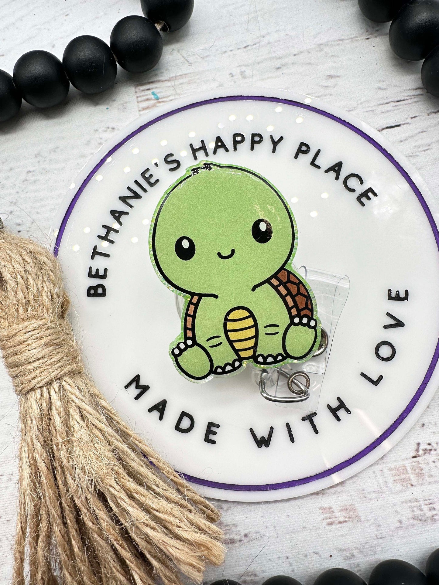 Cute turtle badge reel