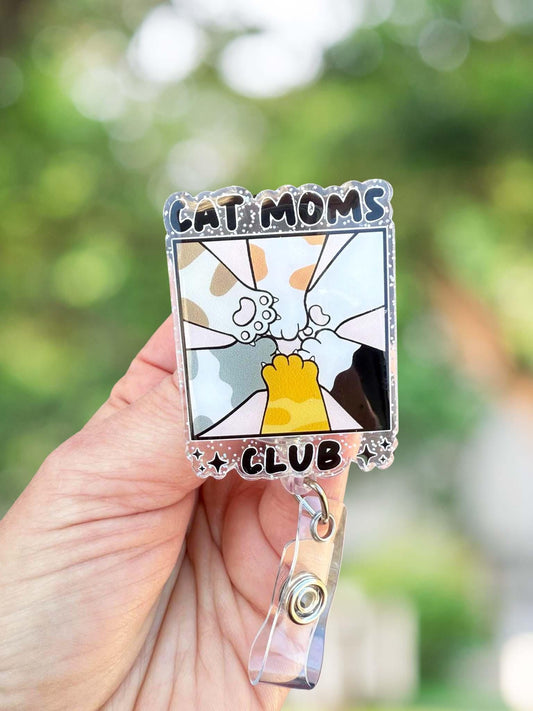Cat moms club retractable badge reel