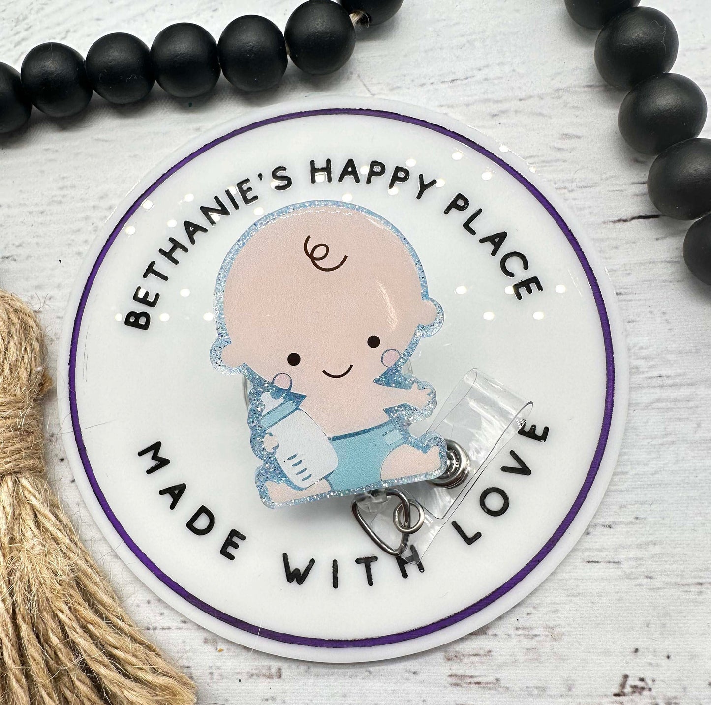 Baby boy badge reel