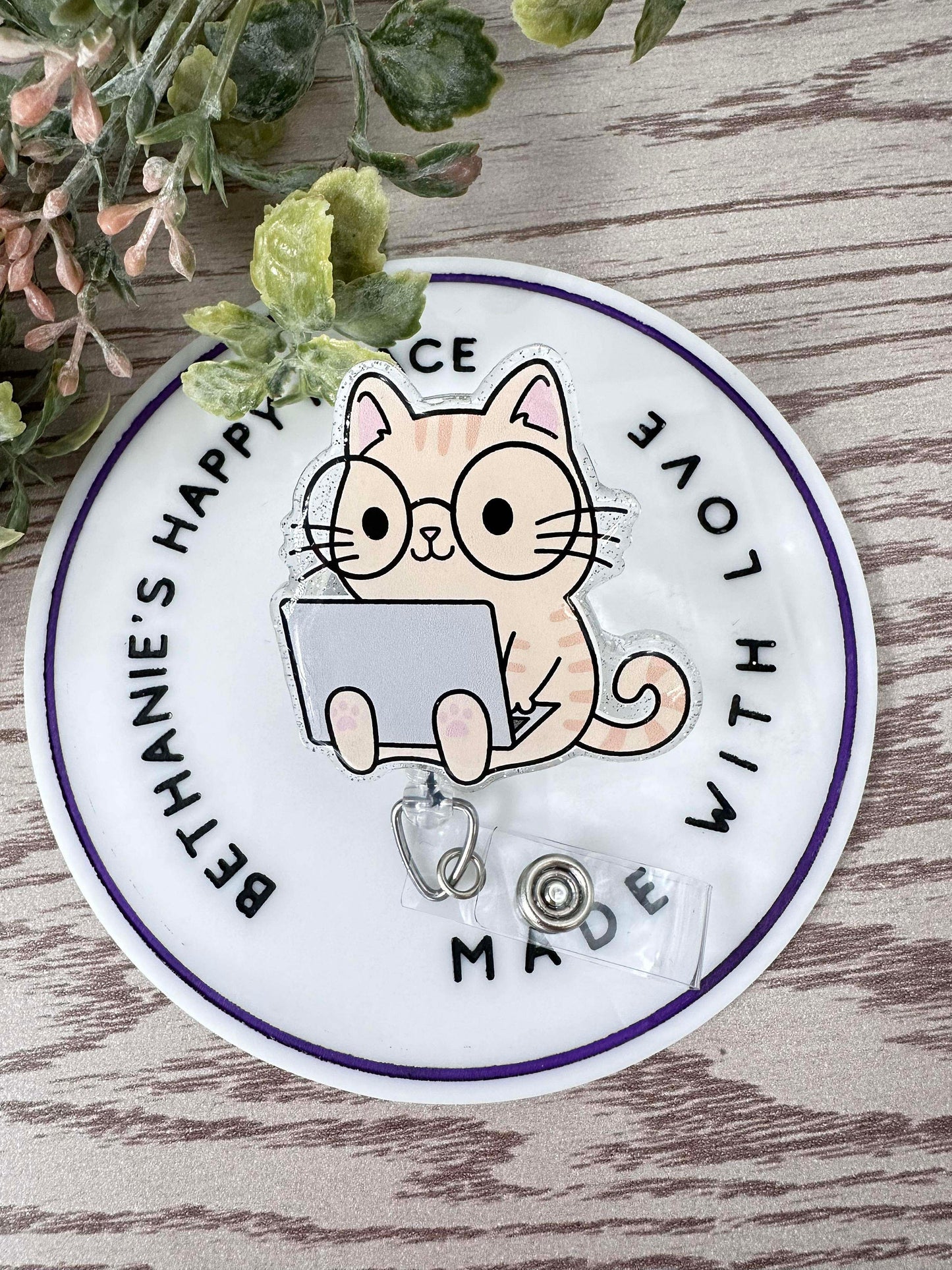 Cat computer retractable badge reel