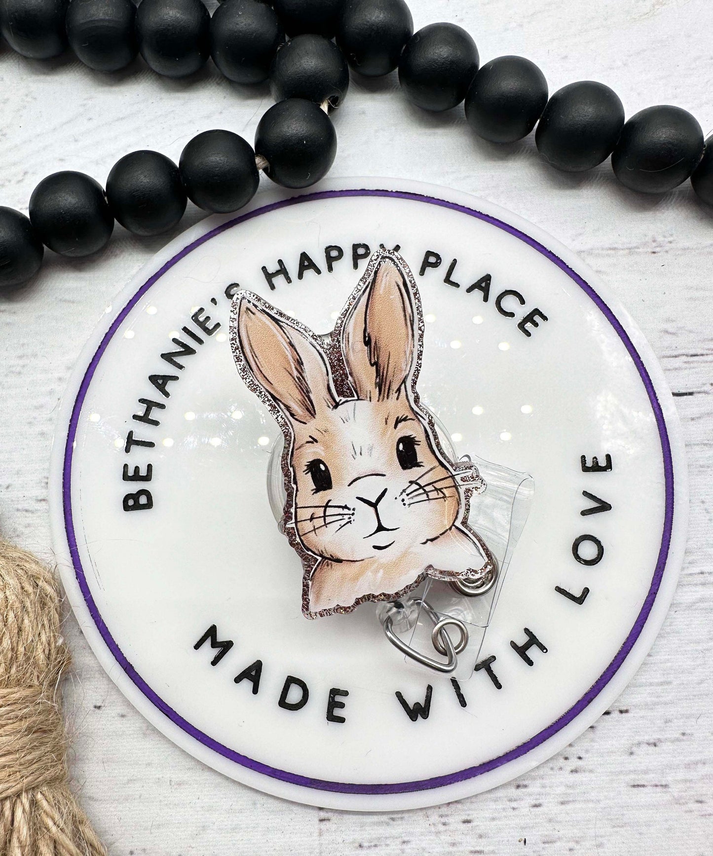 Bunny face badge reel