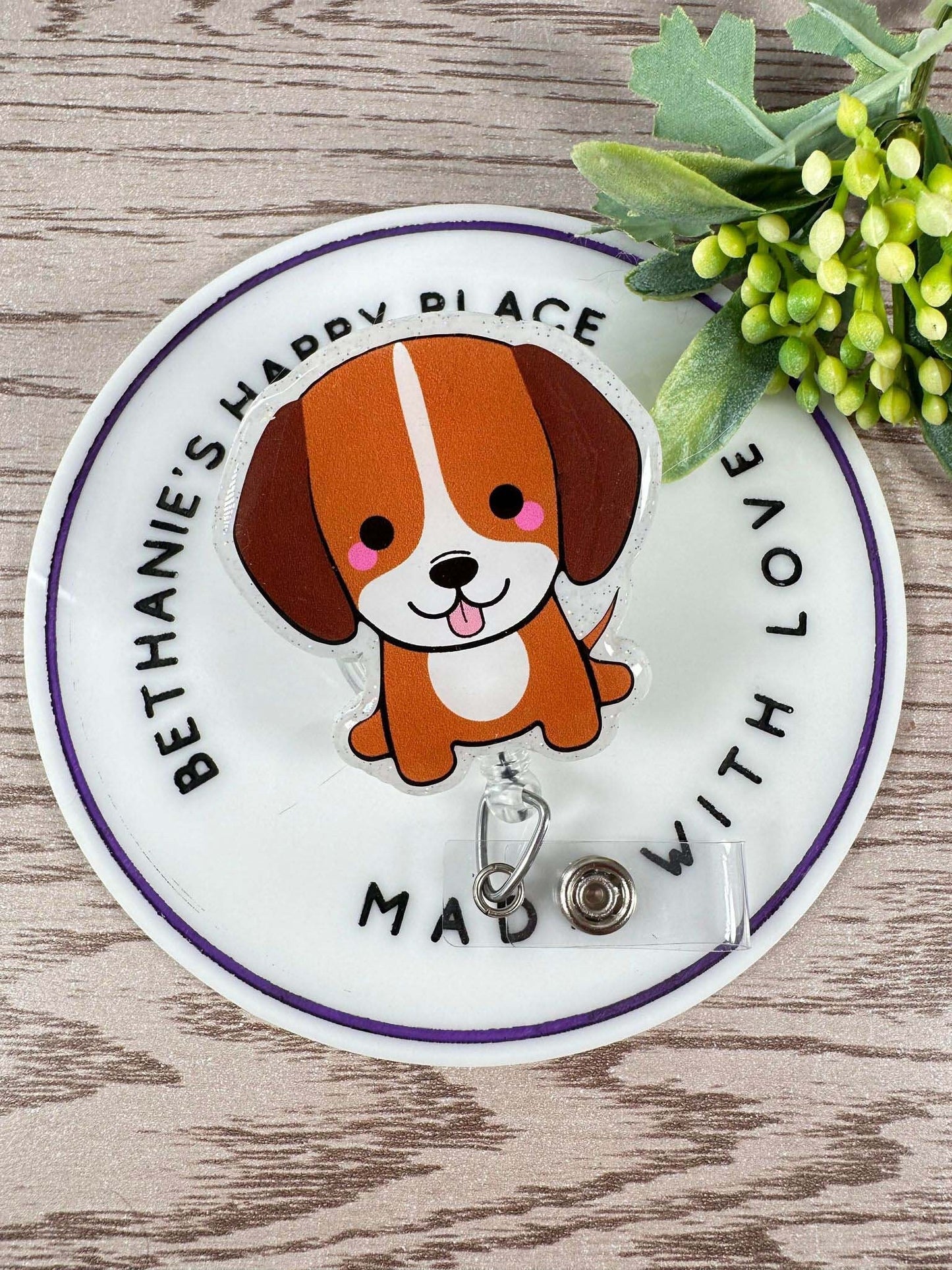 Cute Beagle retractable badge reel