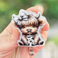 Highland cow baby retractable badge reel