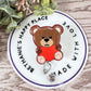 Valentine's Day teddy bear with heart retractable badge reel