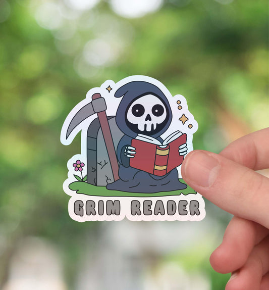 Grim reader sticker