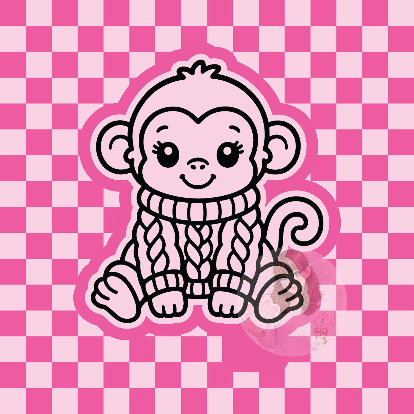 Monkey in knitted sweater silicone freshie mold