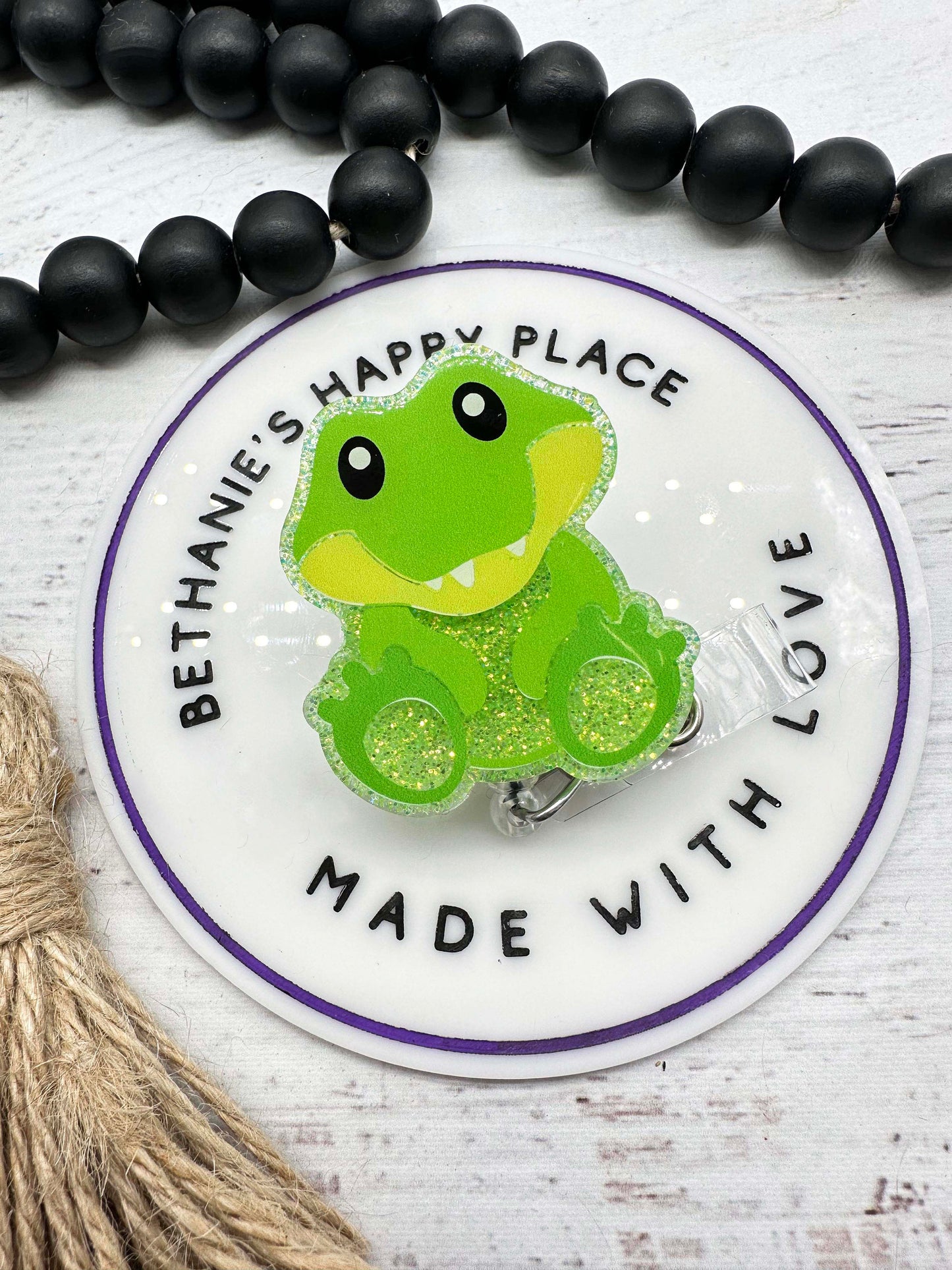 Cute alligator badge reel