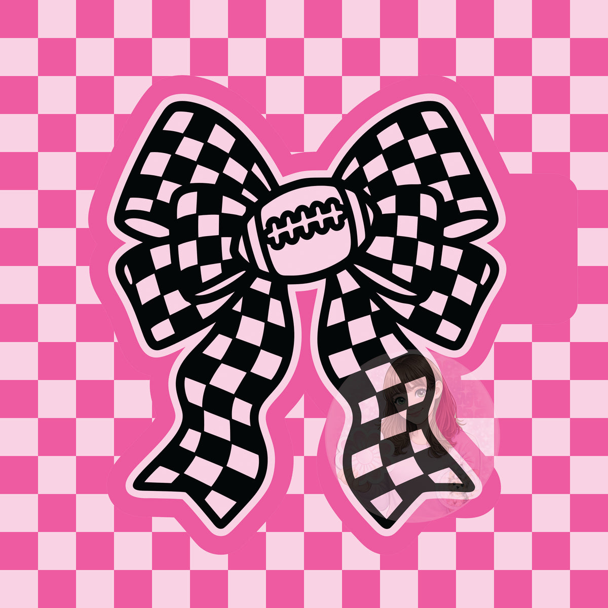 Checkered football bow silicone freshie mold