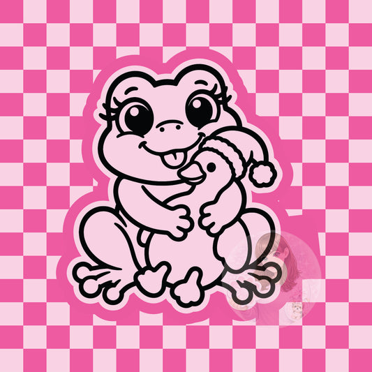 Frog with plush Christmas goose silicone freshie mold