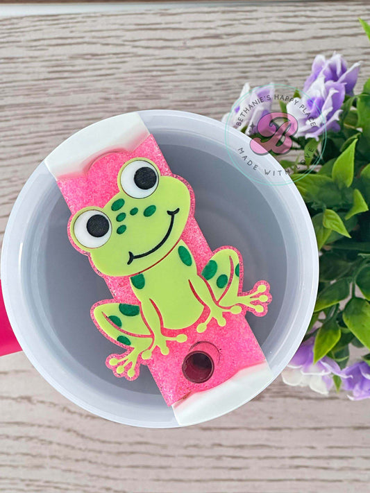 Frog cup topper, frog cup accessories, frog gifts, acrylic tumbler topper, quencher topper, personalized gifts, glitter topper