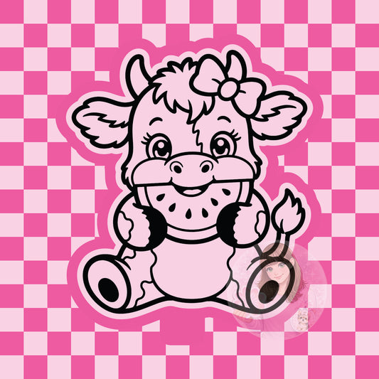 Cow eating watermelon silicone freshie mold