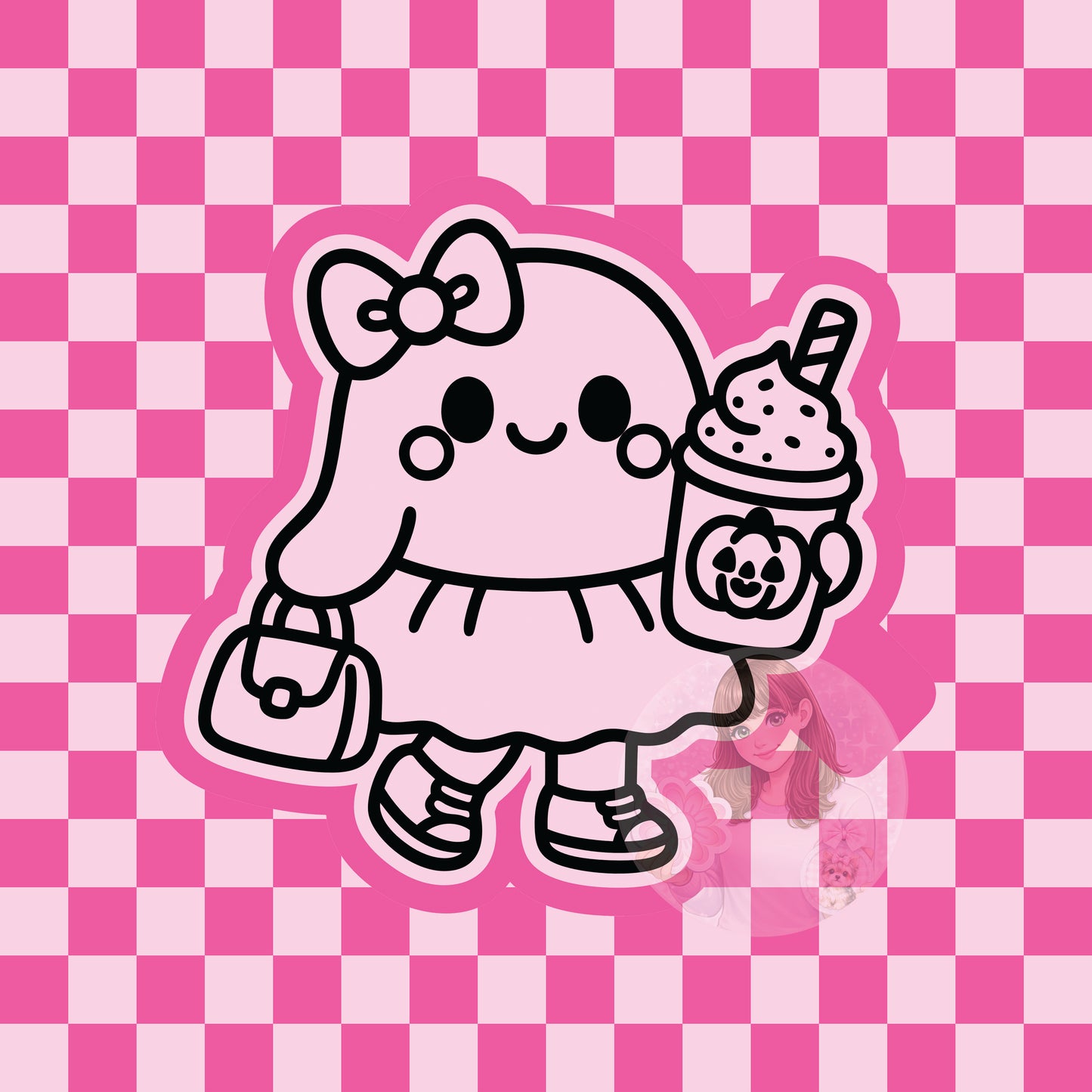 Ghost with skirt and coffee silicone freshie mold