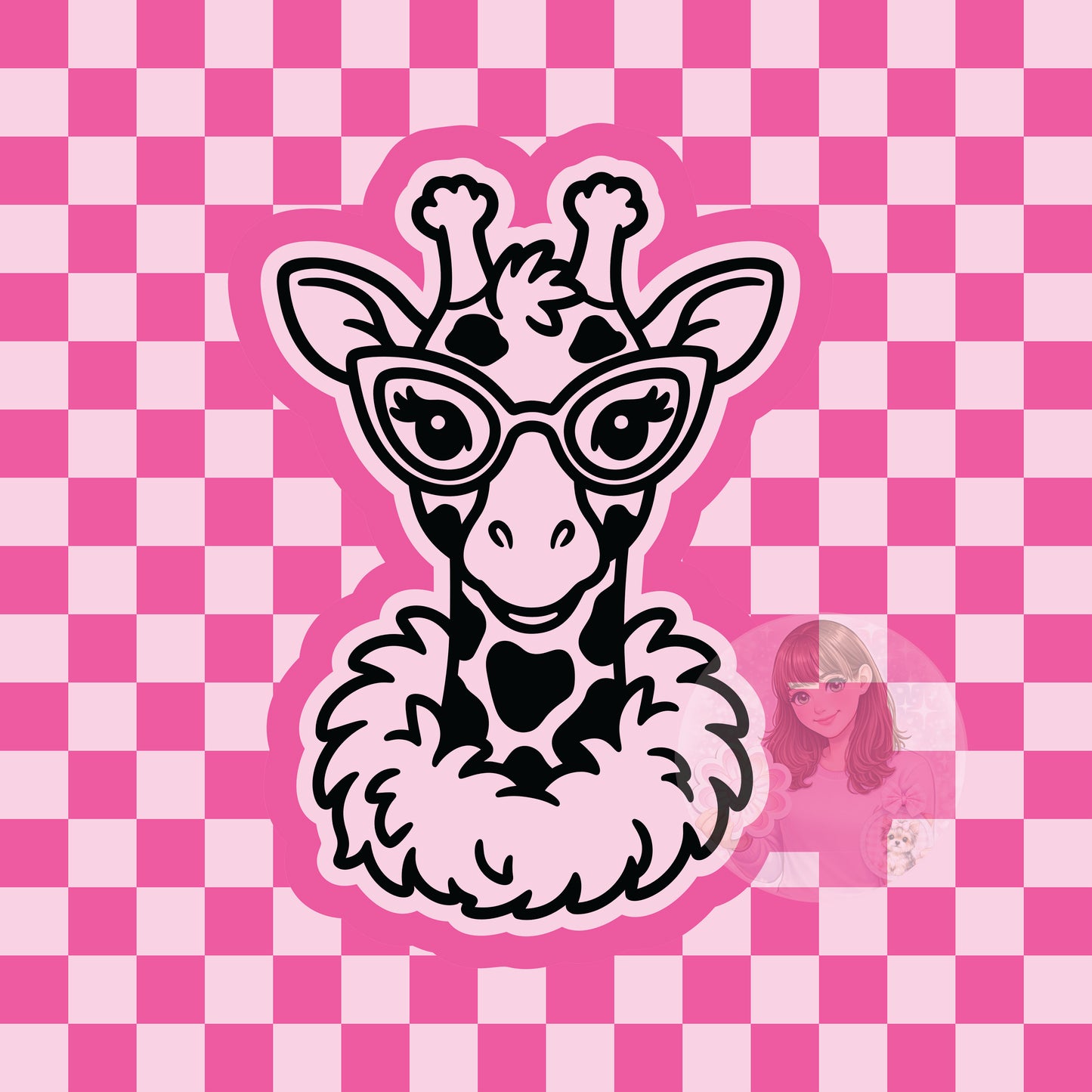 Giraffe with feather boa silicone freshie mold