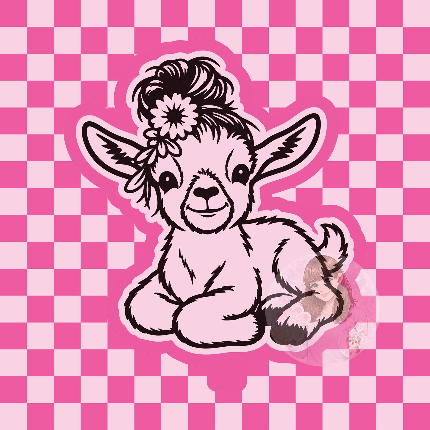 Goat with bun and flowers silicone freshie mold