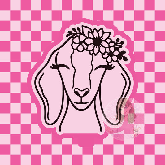 Goat head with flowers silicone freshie mold