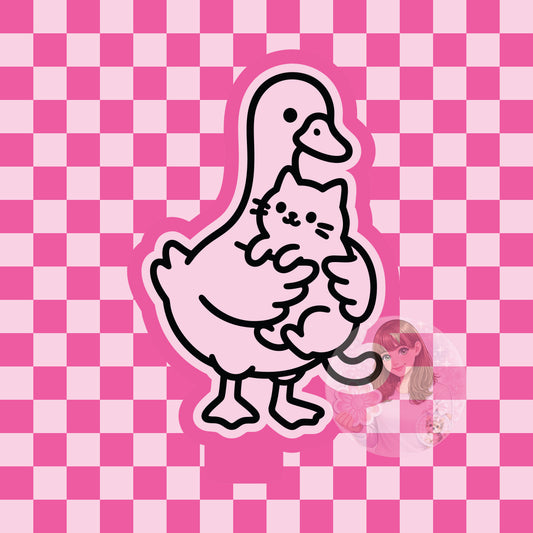 Goose holding cat silicone freshie mold