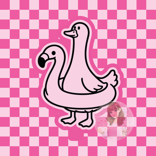 Goose standing with flamingo float silicone freshie mold