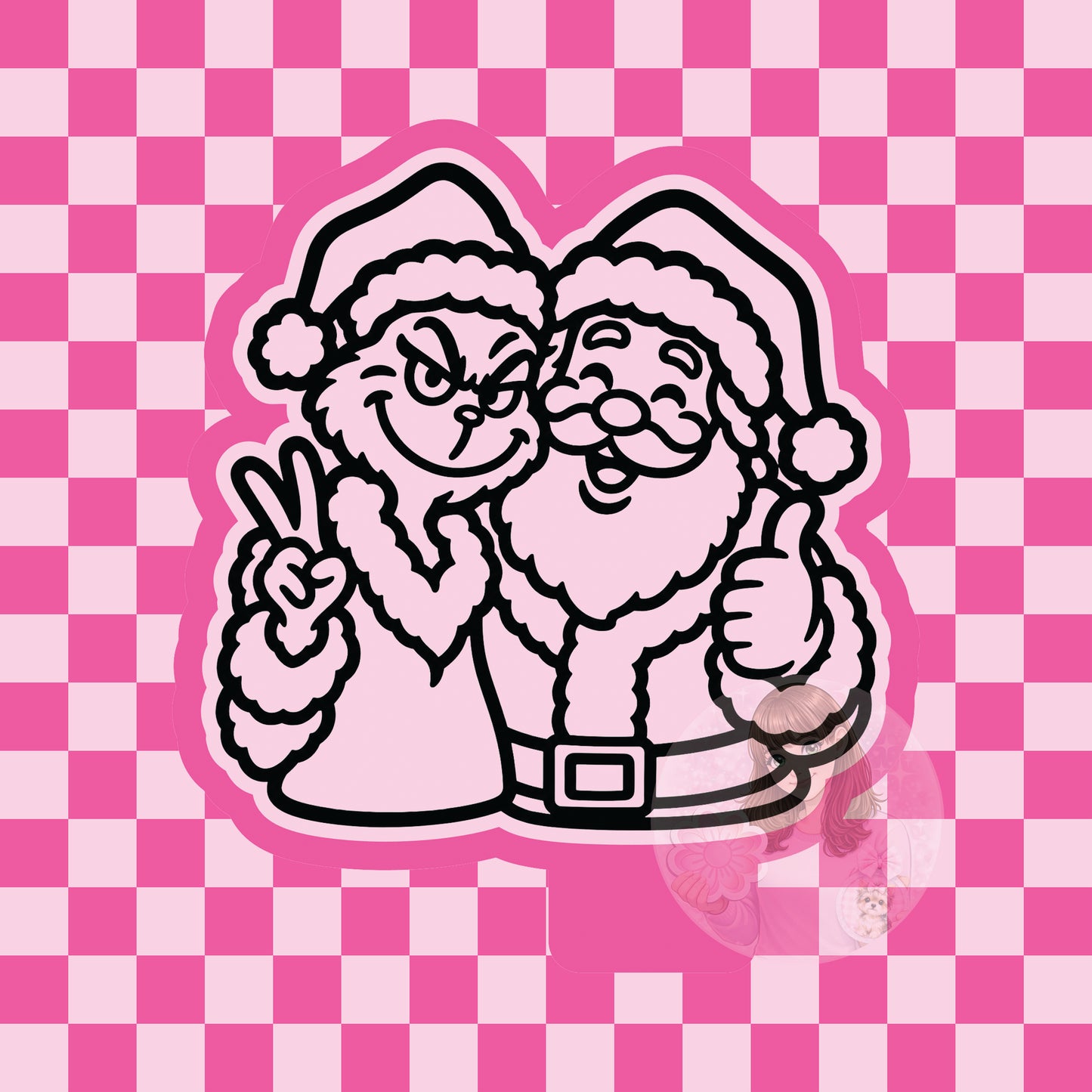 Green guy and Santa selfie silicone freshie mold