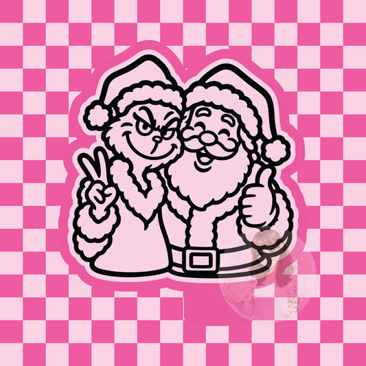 Green guy and Santa selfie silicone freshie mold