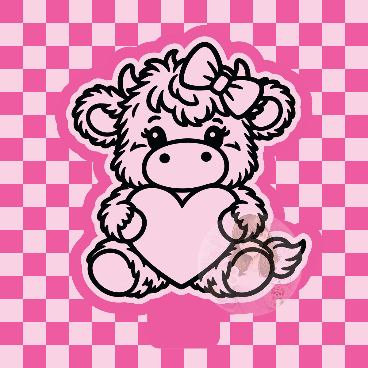 Highland cow holding heart silicone freshie mold