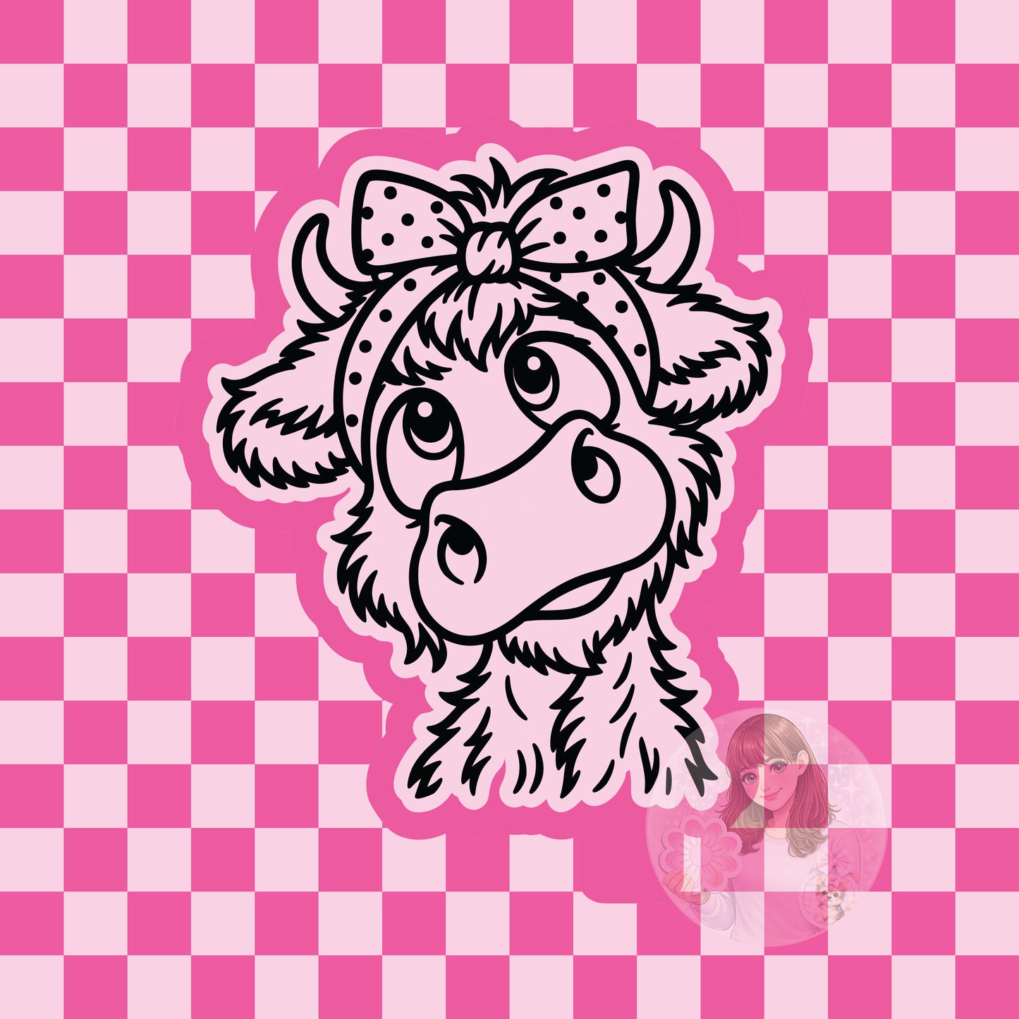Highland cow with headband silicone freshie mold