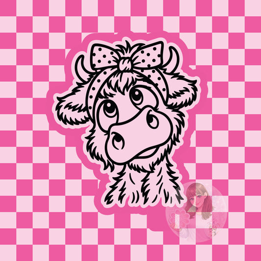 Highland cow with headband silicone freshie mold