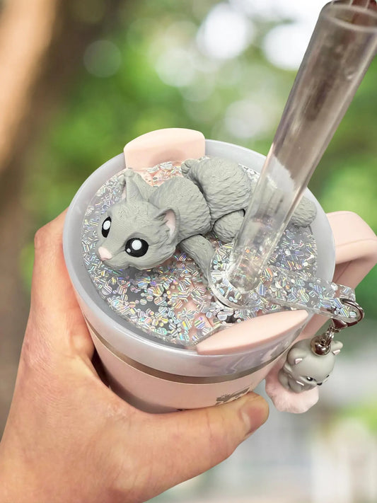 Gray cat 3D cup topper