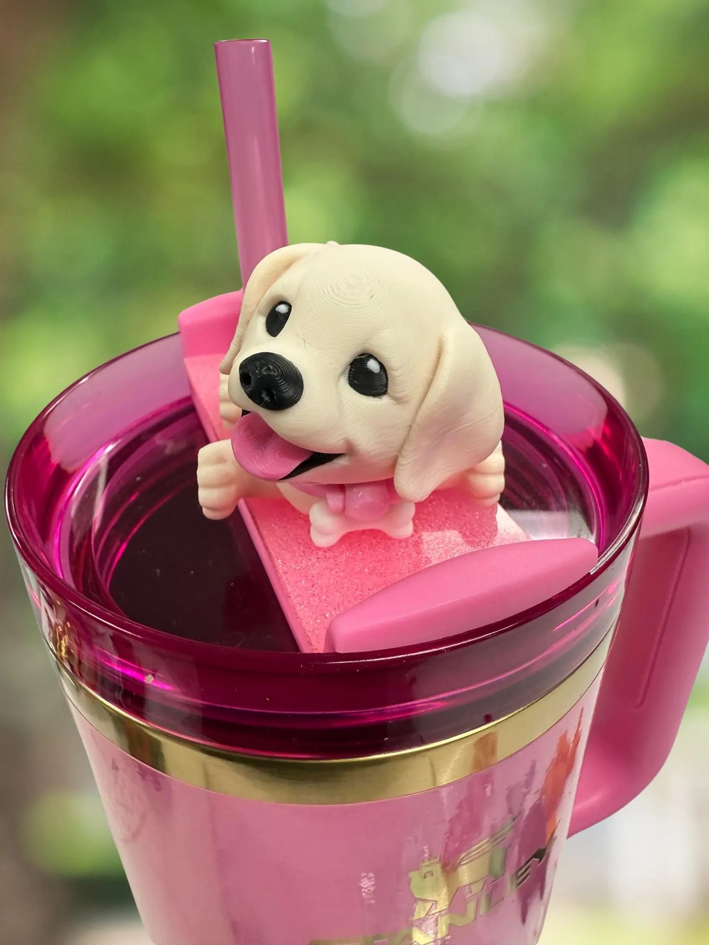 Yellow lab 3D cup topper
