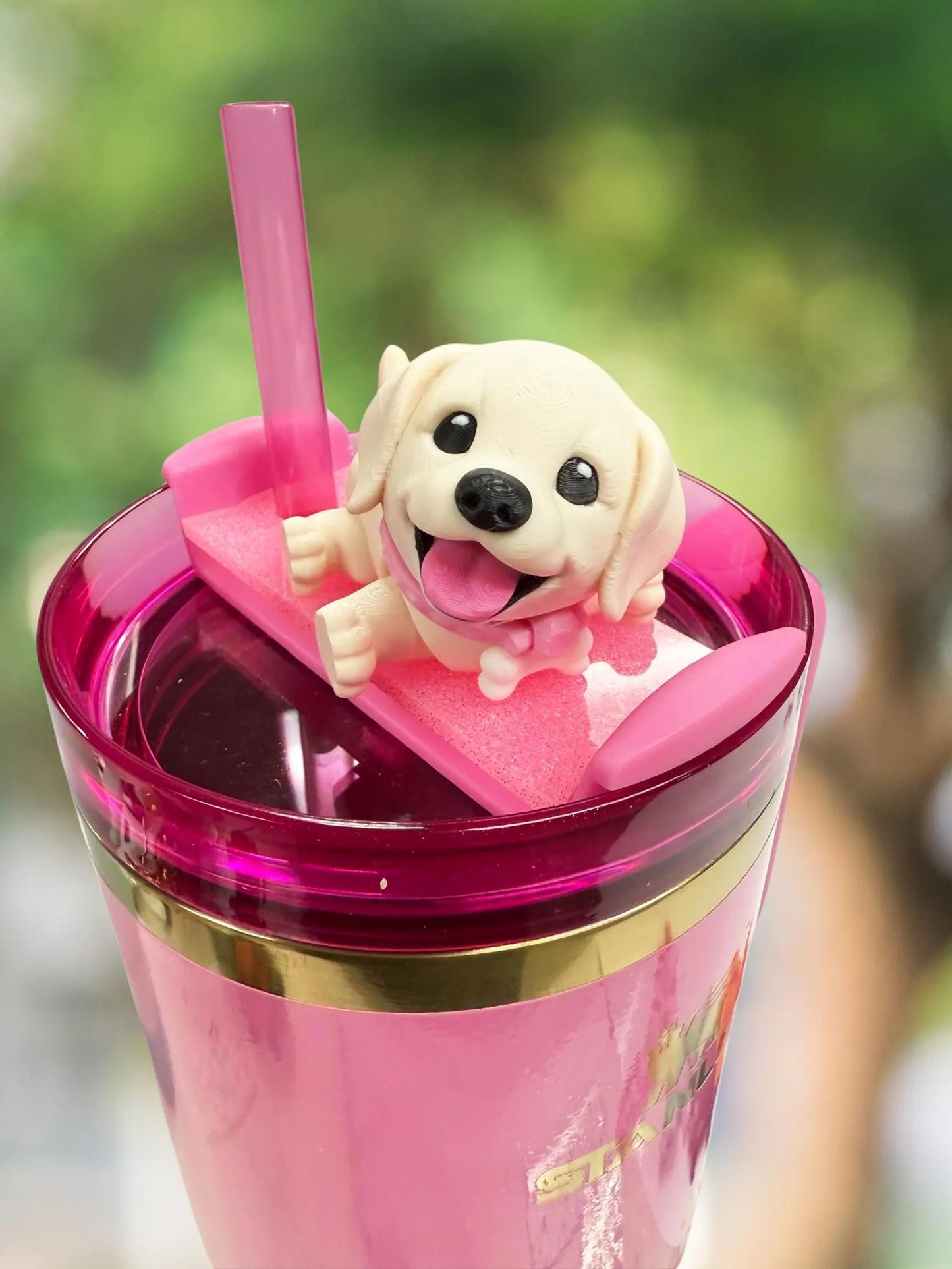 Yellow lab 3D cup topper