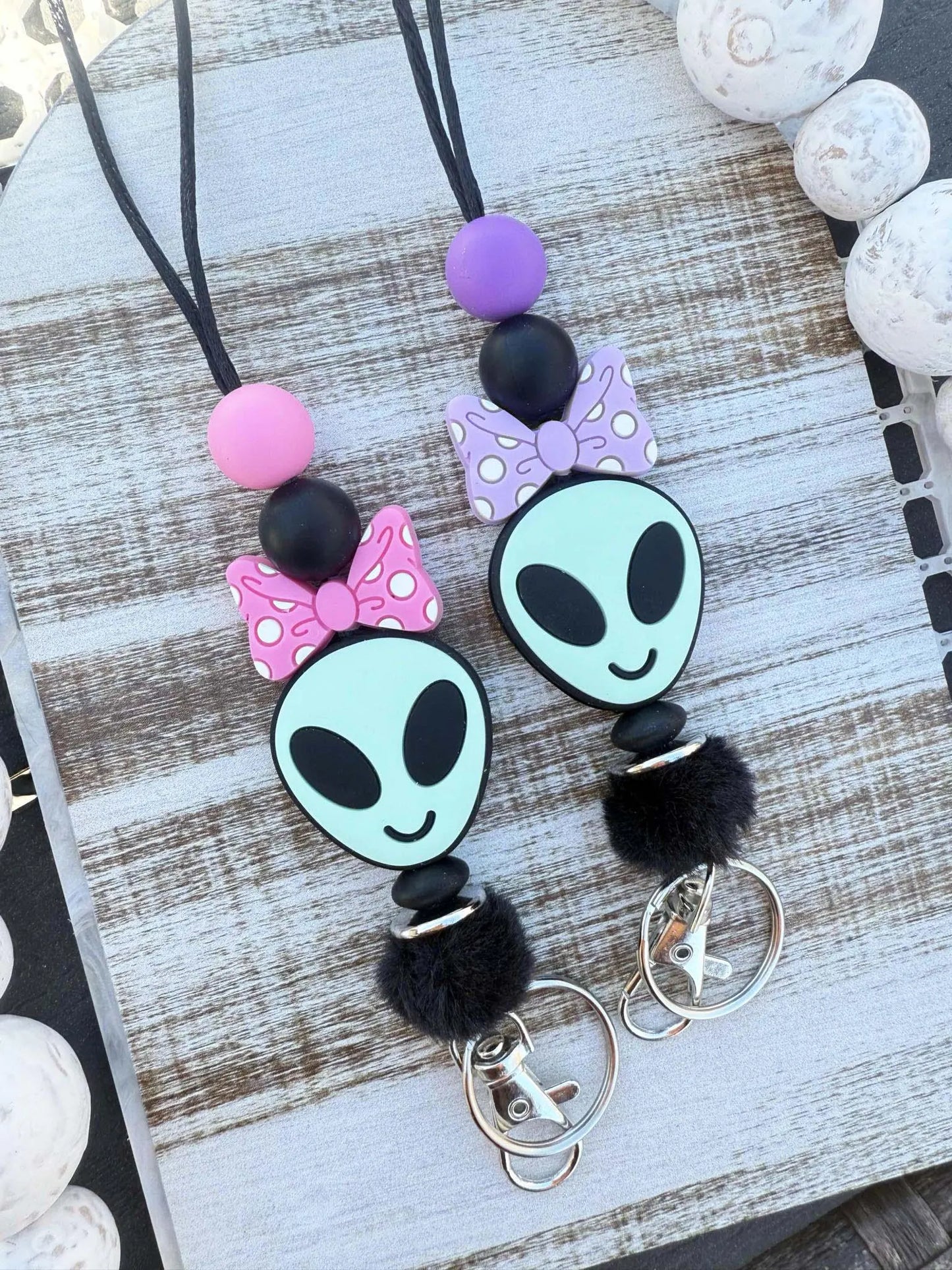 Alien teacher beaded lanyard